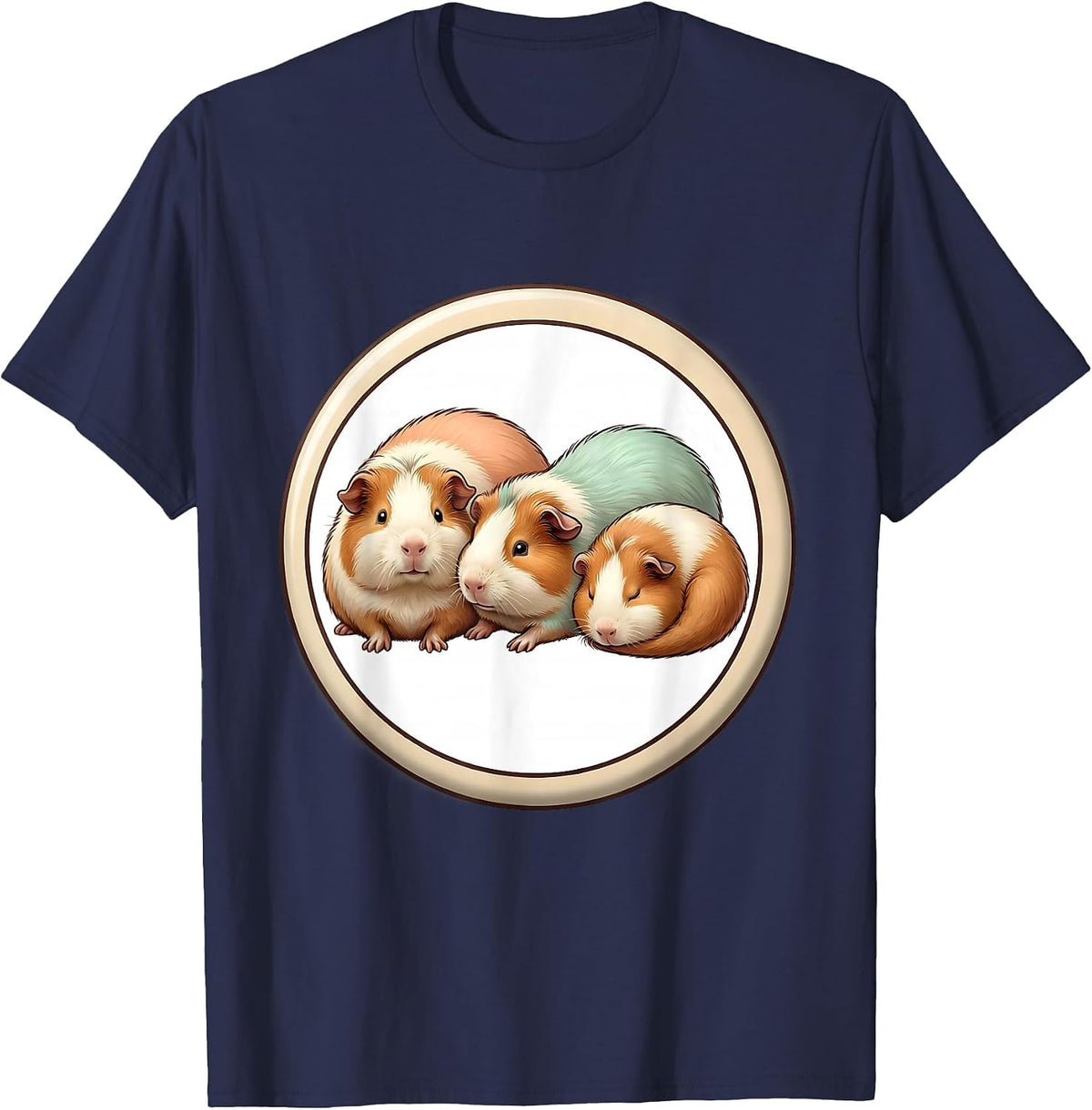 Men's Sealed Guinea Pig Badge Cute Kawaii Pet Lover Gift T-Shirt - Navy Blue