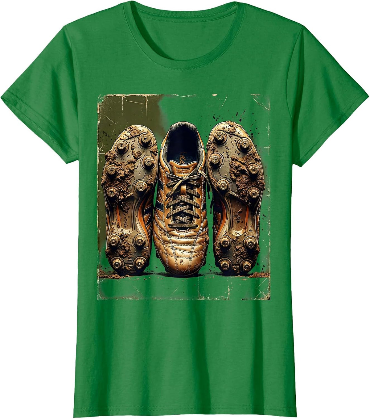 Women's Soccer Mom Muddy Cleats Graphic Tee T-Shirt - Kelly Green