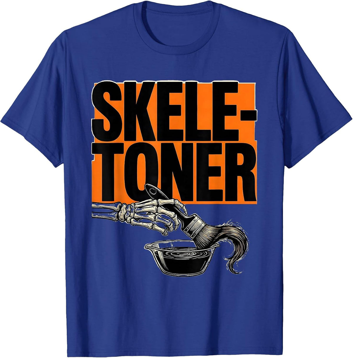 Skele-Toner Funny Skeleton Hairstylist Barber Halloween T-Shirt - Royal Blue