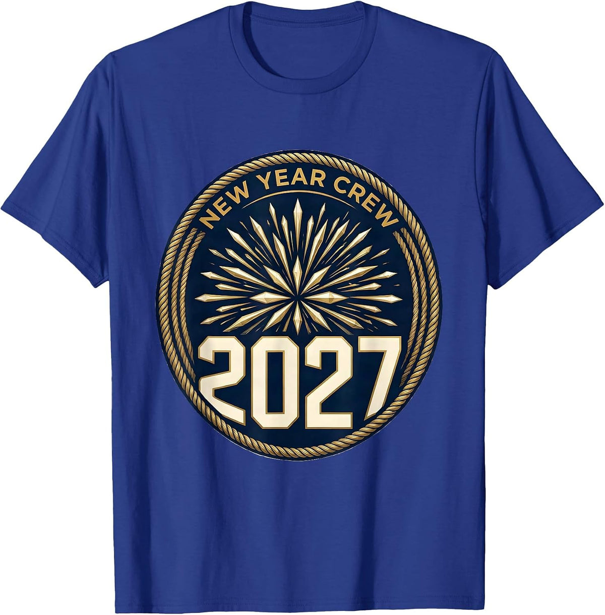 New Year Crew 2027 Emblem Family Party Keepsake T-Shirt - Royal Blue