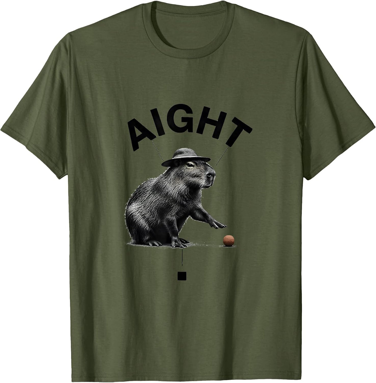 aight Minimal Capybara Meme Animal Humor Funny T-Shirt - Olive Green