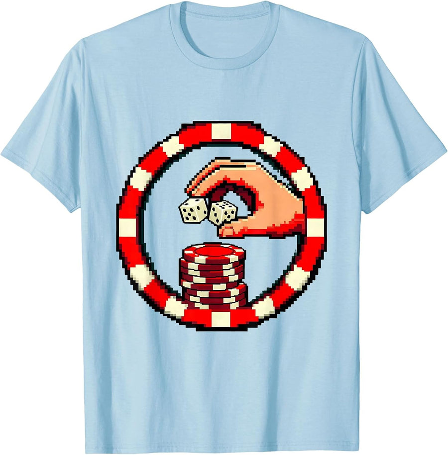 Men's 6 7 Meme Dice Roll Casino Graphic T-Shirt - Baby Blue