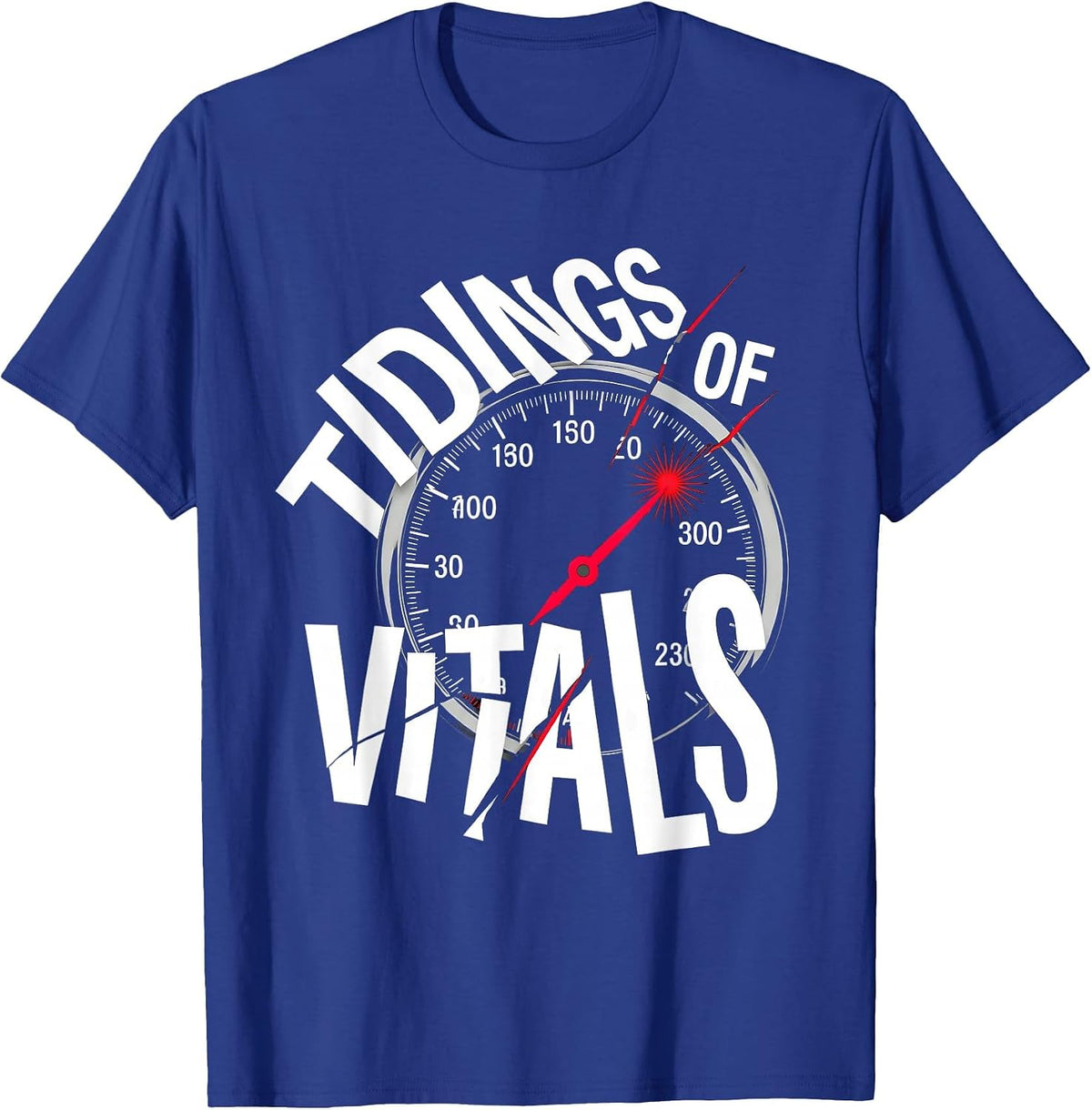 Men's Tidings Of Vitals New Wave Typography Medical Tech Christmas T-Shirt - Royal Blue