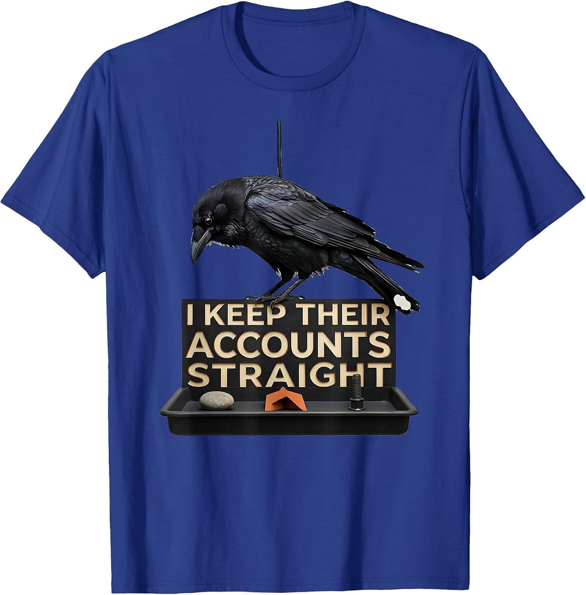 Men's I Keep Their Accounts Straight Dark Humor Crow Raven Lover T-Shirt - Royal Blue