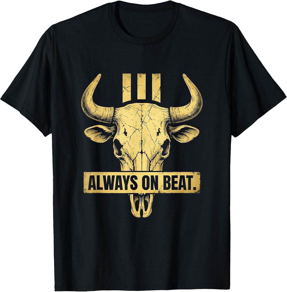 Men's Always On Beat Hip Hop Music Design T-Shirt - Black