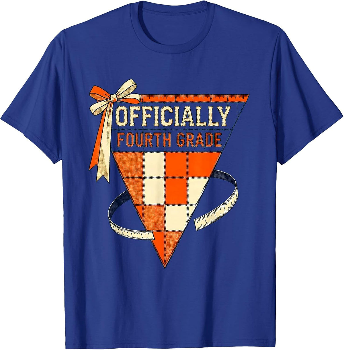 Men's Officially Fourth Grade Risograph Back To School Girl T-Shirt - Royal Blue
