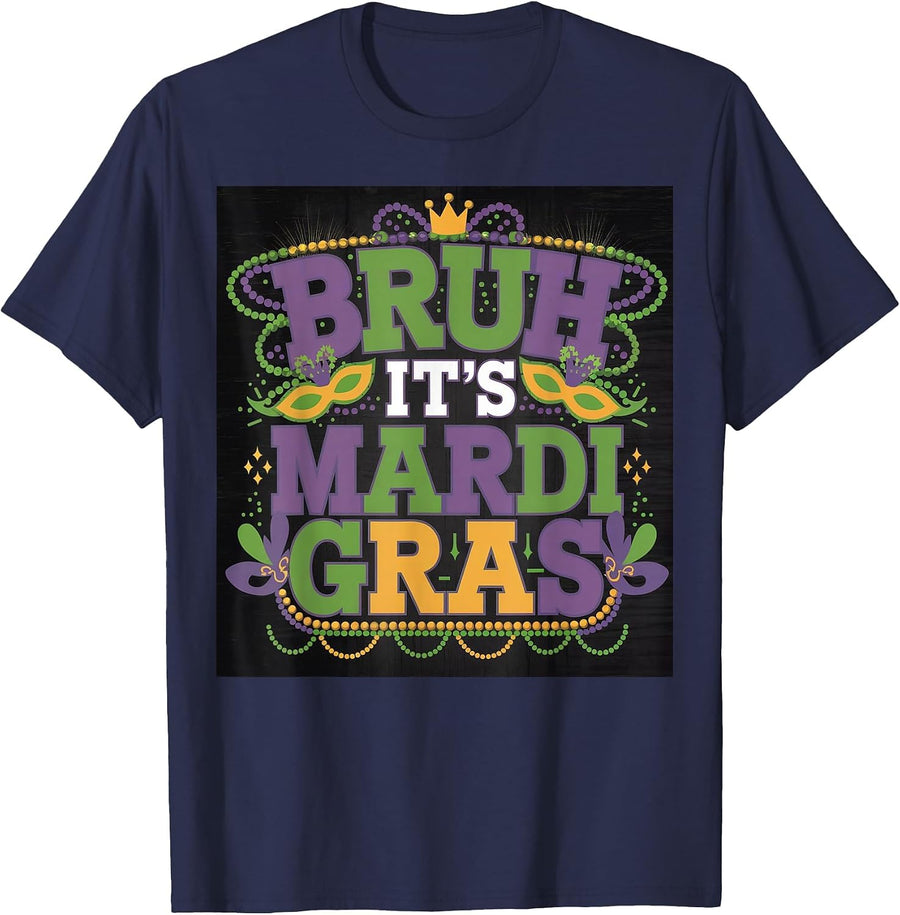 Marti Gras Beads Nardi Grass Costume in My Mardi Gras Era T-Shirt - Navy Blue