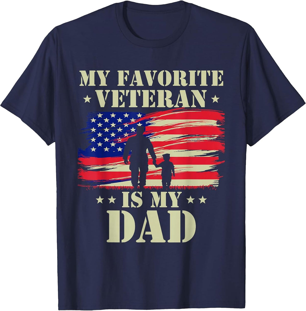 Father Veterans Day My Favorite Veteran is My Dad Proud Kids T-Shirt - Navy Blue