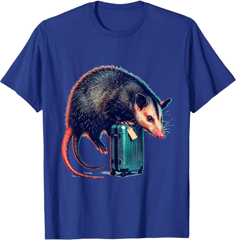 Oversized Opossum Collapse Absurd Humor Animal Meme T-Shirt - Royal Blue