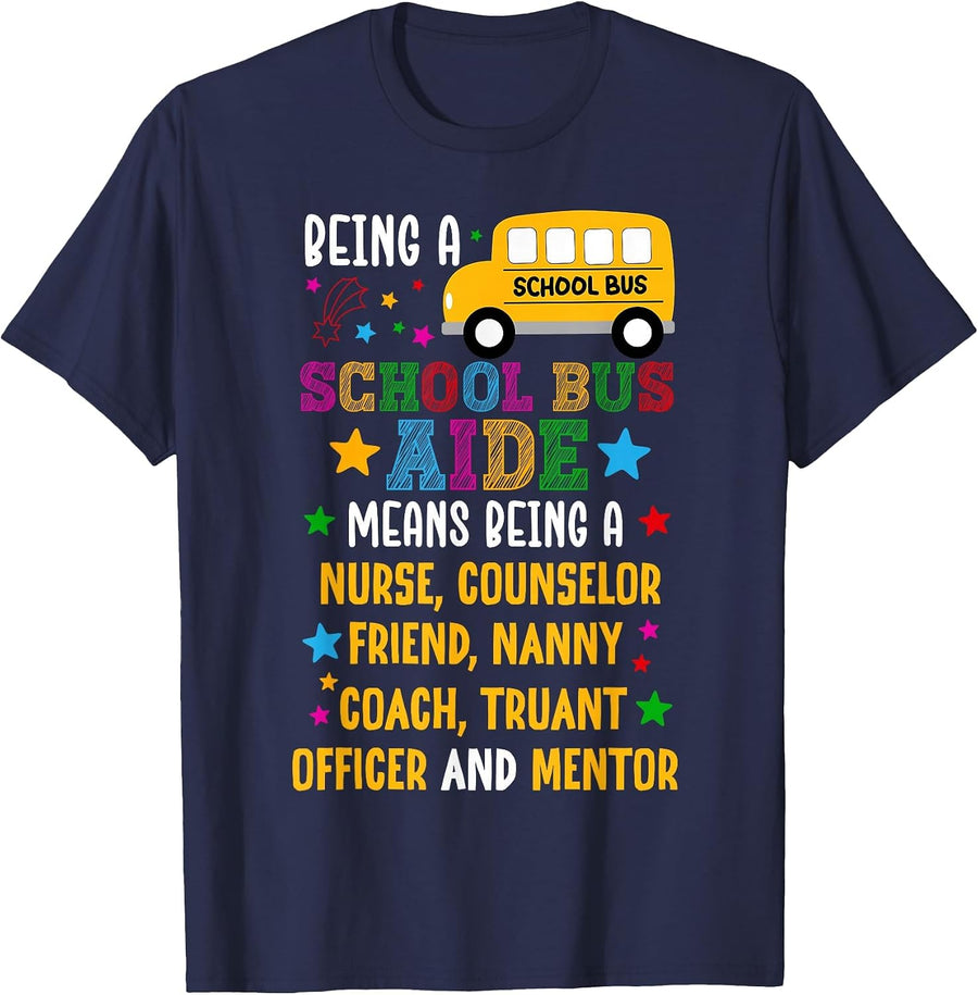 School Bus Aide Definition Bus Aide T-Shirt - Navy Blue
