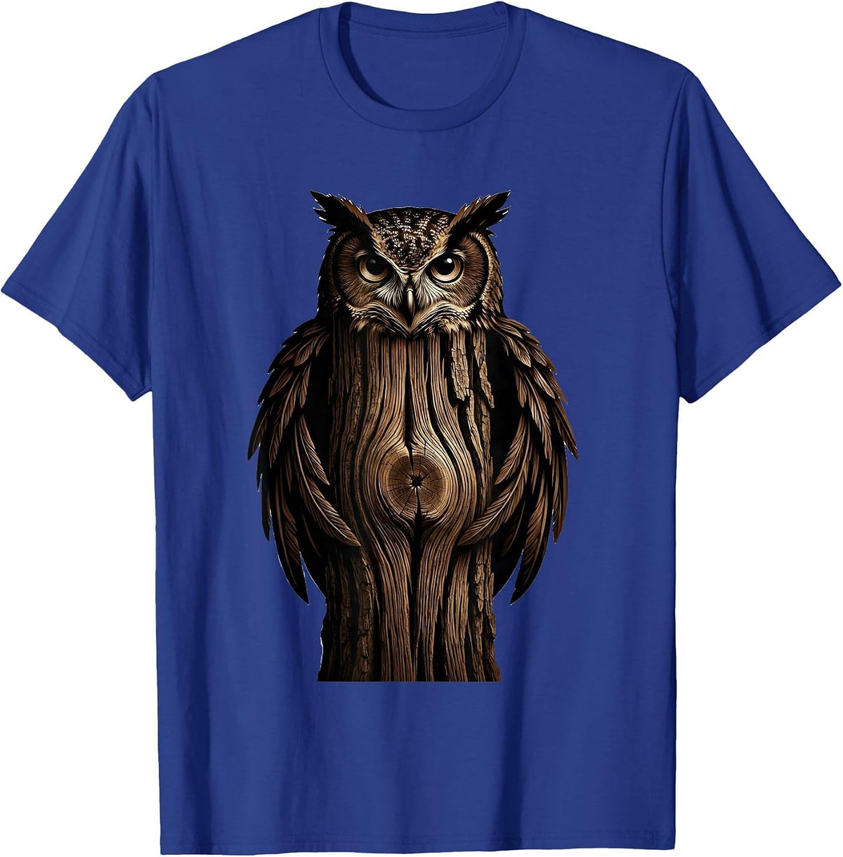 Men's Owl Camouflage Tree Bark Nature Wildlife Art T-Shirt - Royal Blue