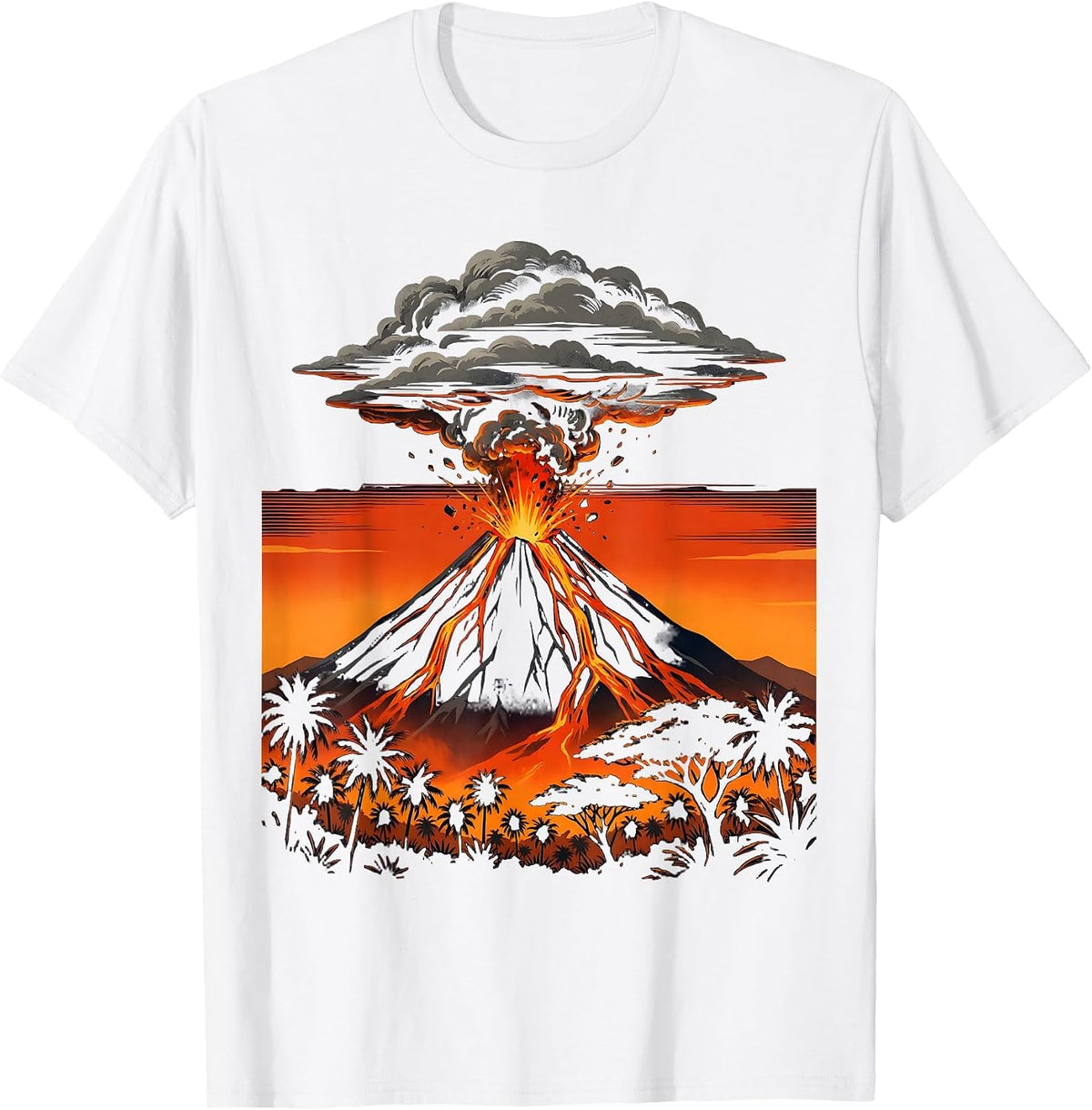 Men's El Salvador Izalco Volcano Erupting Night Graphic T-Shirt - White