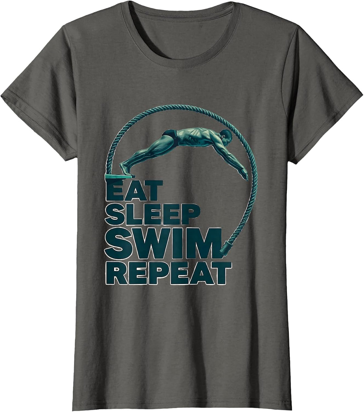 Women's Eat Sleep Swim Repeat Funny Swimming Hobby Lover Gift T-Shirt - Asphalt Grey