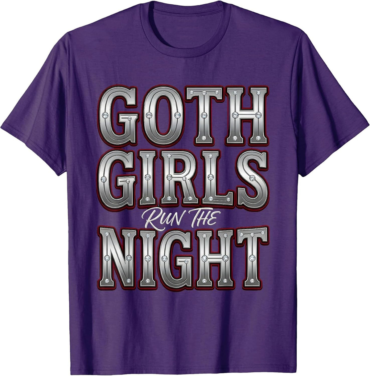 Goth Girls Run The Night Dark Aesthetic Design T-Shirt - Purple