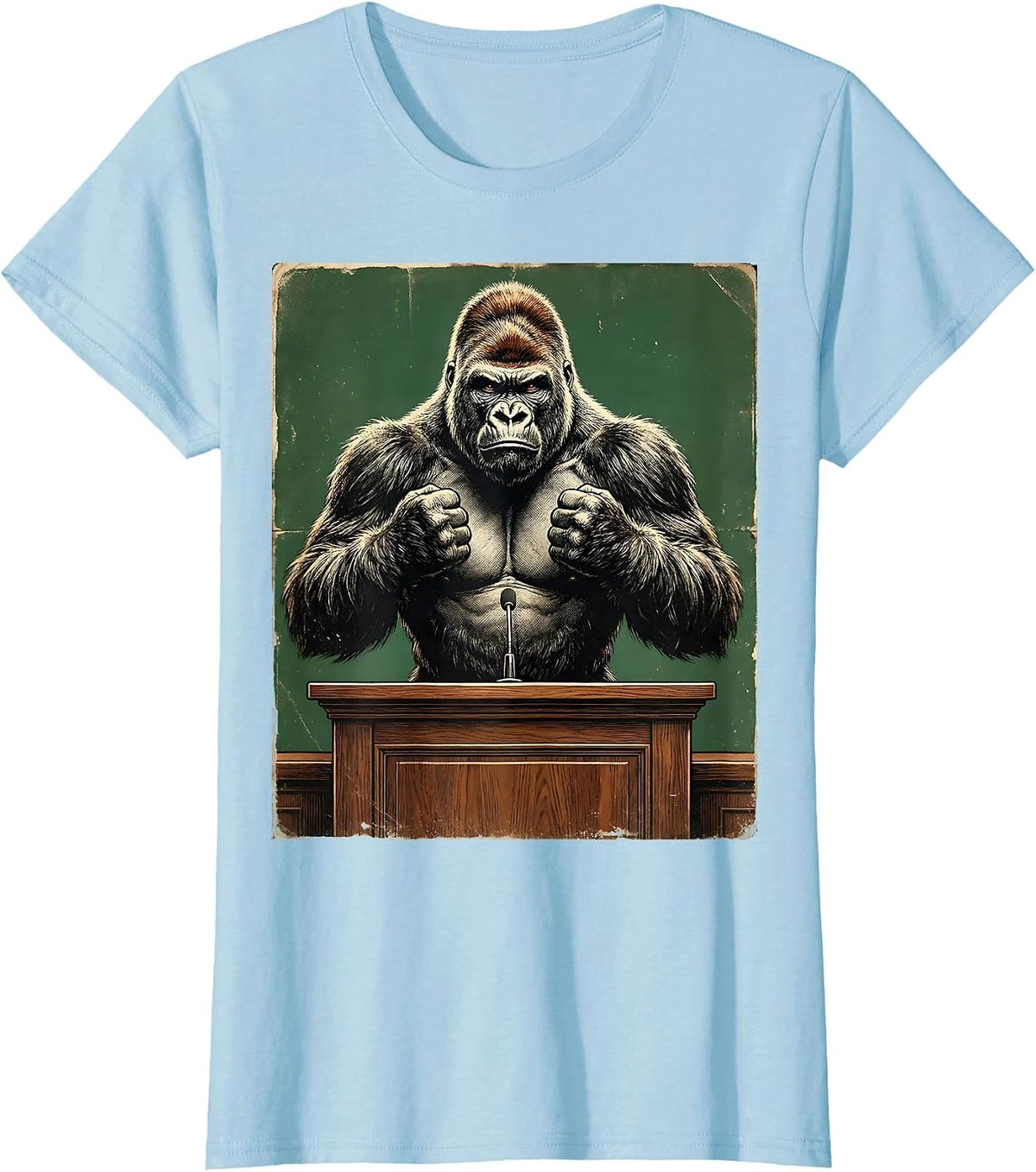 Master Debater Gorilla Chest Pound Debate Stage T-Shirt - Baby Blue