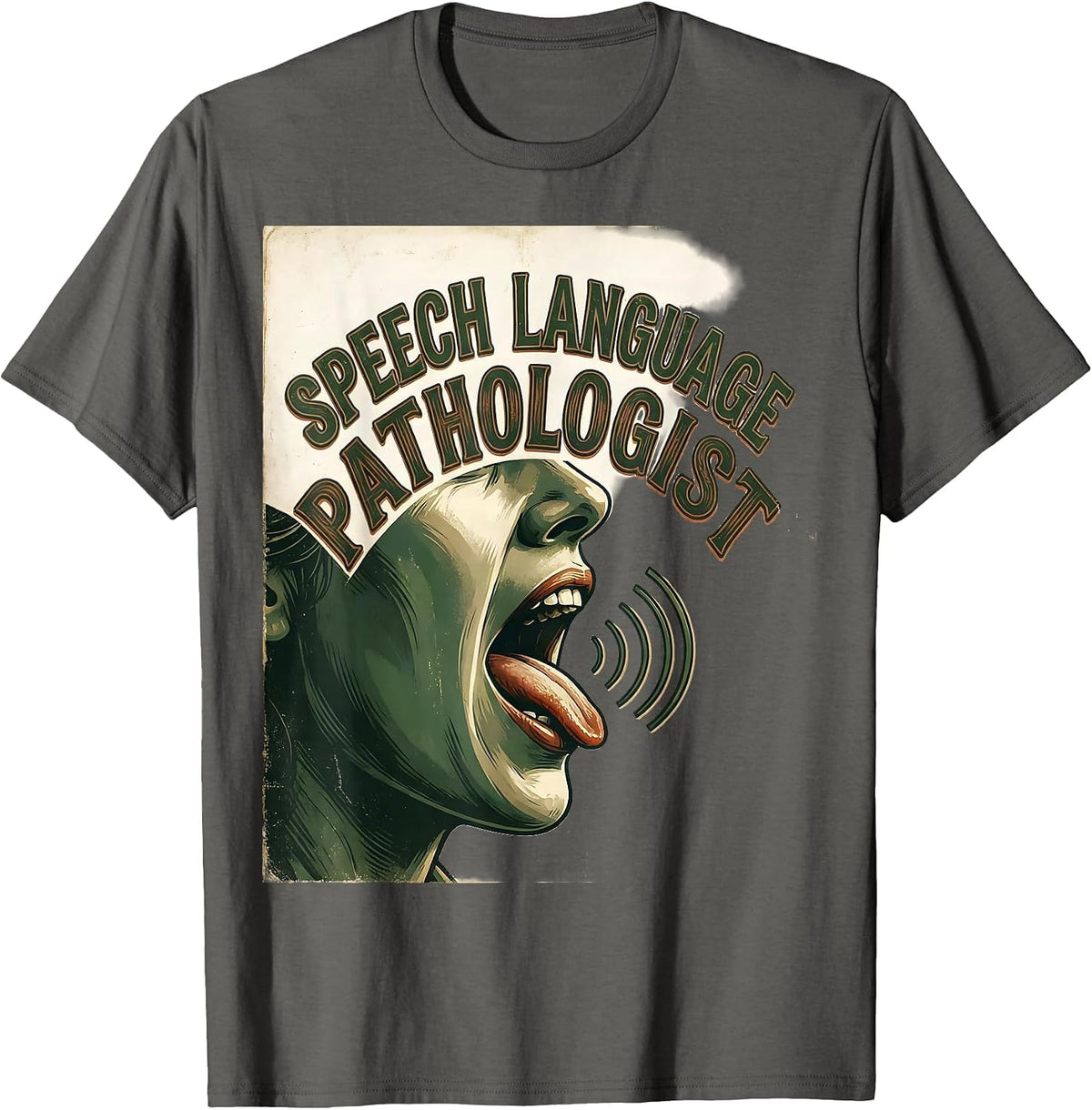 Men's Speech Language Pathologist Vintage Retro SLP Therapist Gift T-Shirt - Asphalt Grey