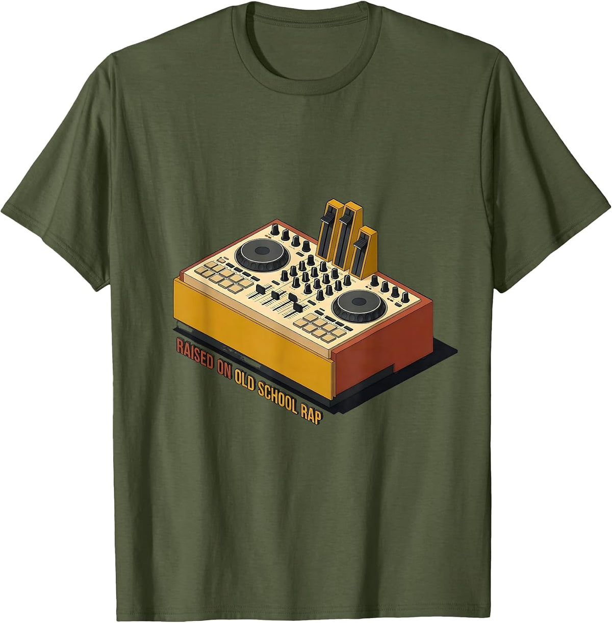 Men's Raised On Old School Rap Retro Hip Hop 80s 90s Gifts T-Shirt - Olive Green