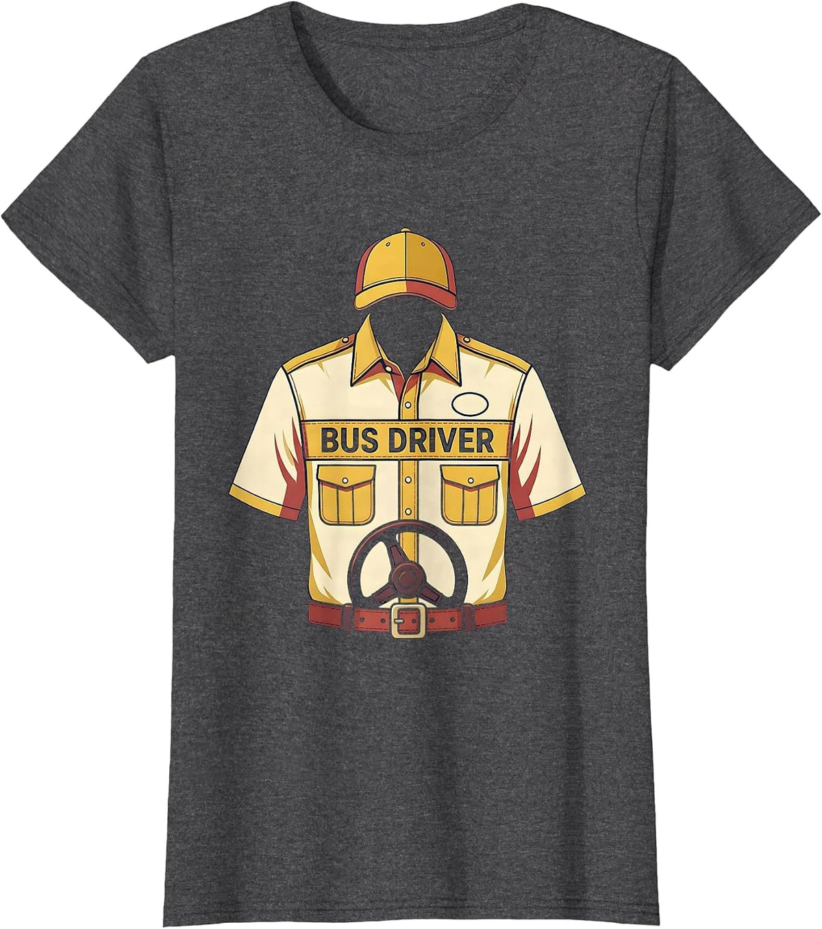 Women's Bus Driver Costume Halloween Lazy Occupation Uniform T-Shirt - Dark Heather Grey