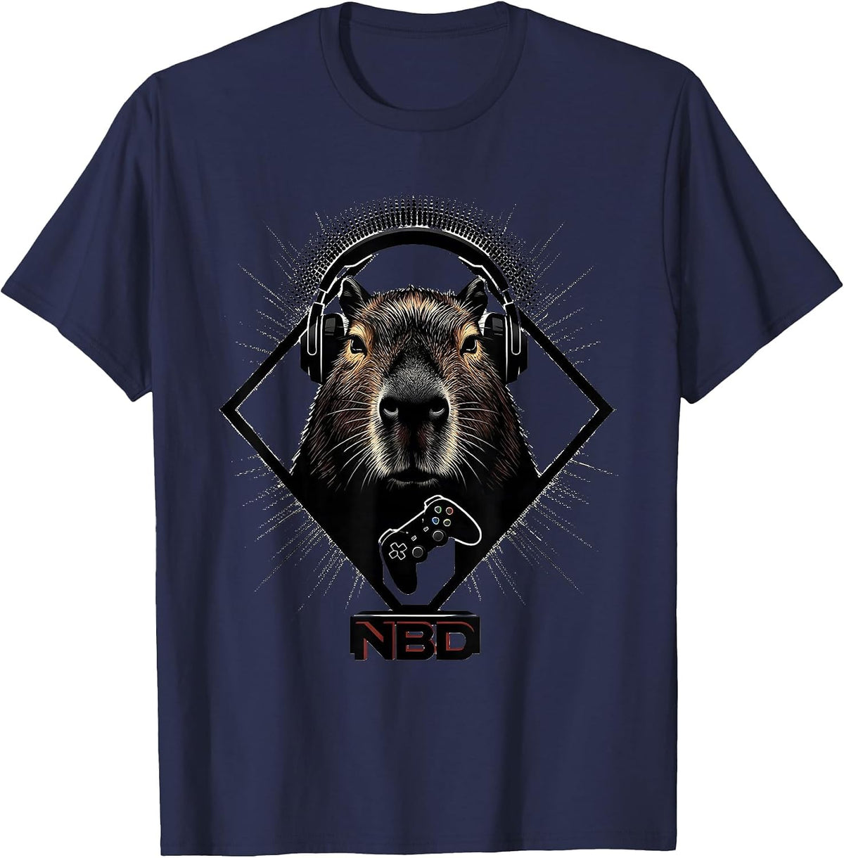 NBD Funny Capybara Gamer Meme Humor Video Games T-Shirt - Navy Blue