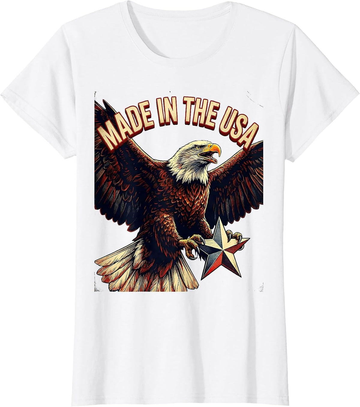 Made in the USA Patriotic American Pride Design T-Shirt - White