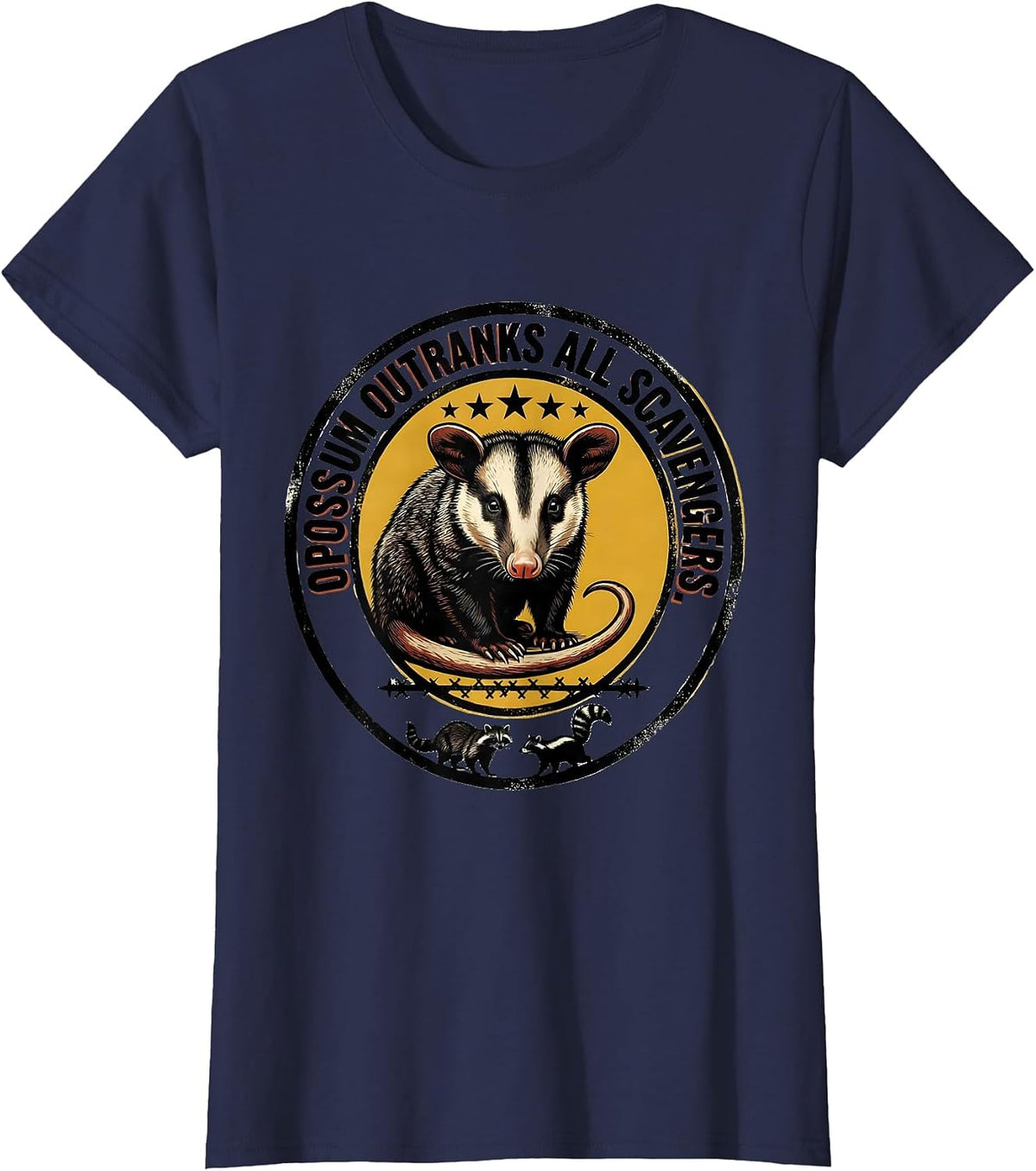 Women's Opossum Outranks All Scavengers Funny Animal Meme Possum T-Shirt - Navy Blue