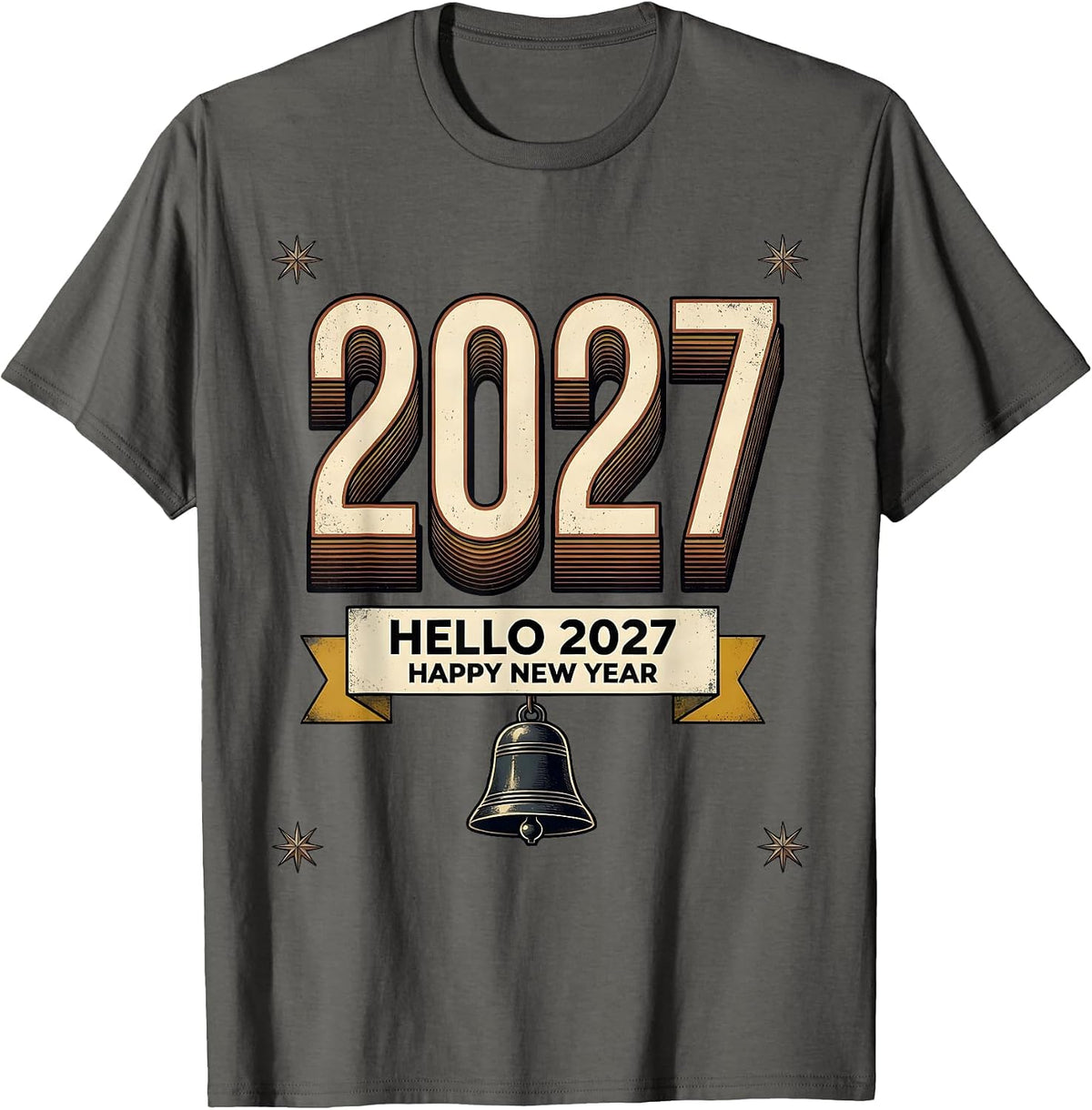 Men's Hello 2027 Happy New Year Vintage Party Family Matching T-Shirt - Asphalt Grey