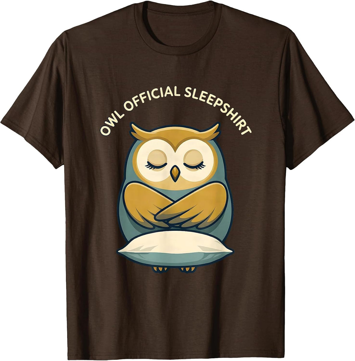 Men's Owl Official Sleepshirt Funny Animal Pajama Nightgown T-Shirt - Brown