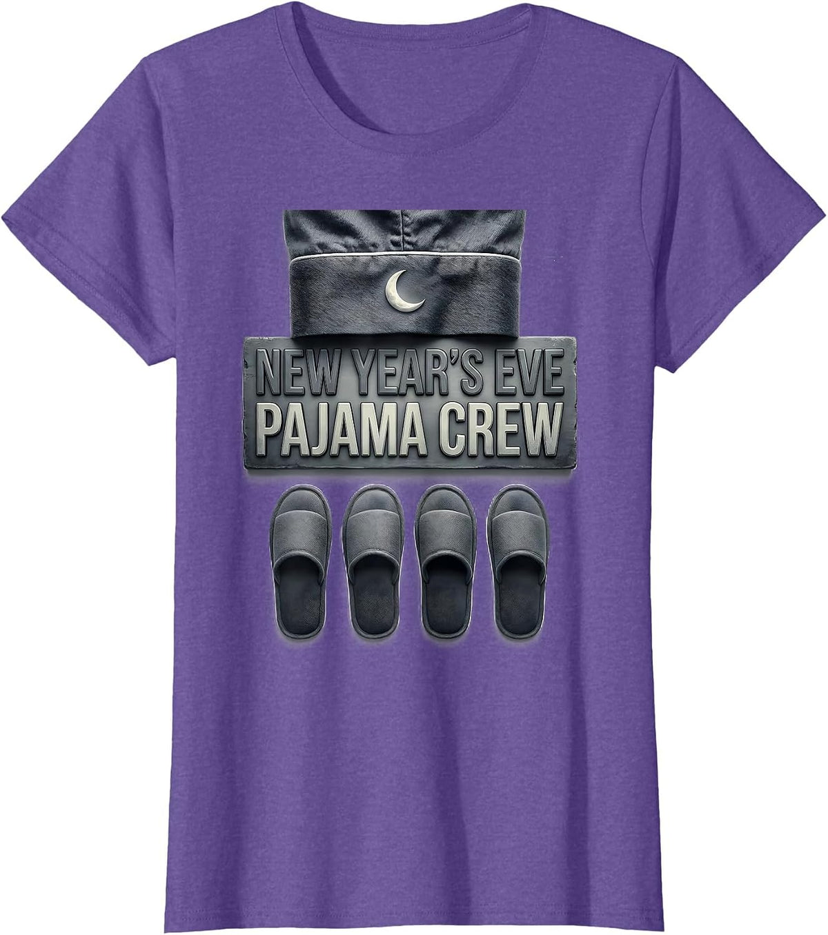 New Year's Eve Pajama Crew Funny Matching Party Group T-Shirt - Purple Heather