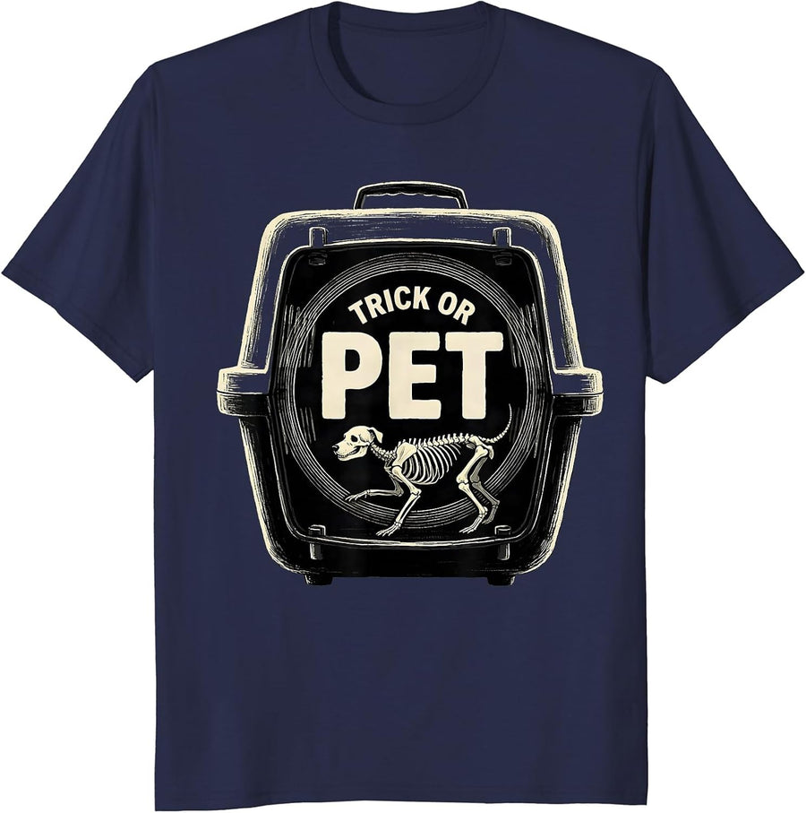 Trick Or PET Radiology Tech Halloween X-Ray Tech Humor T-Shirt - Navy Blue