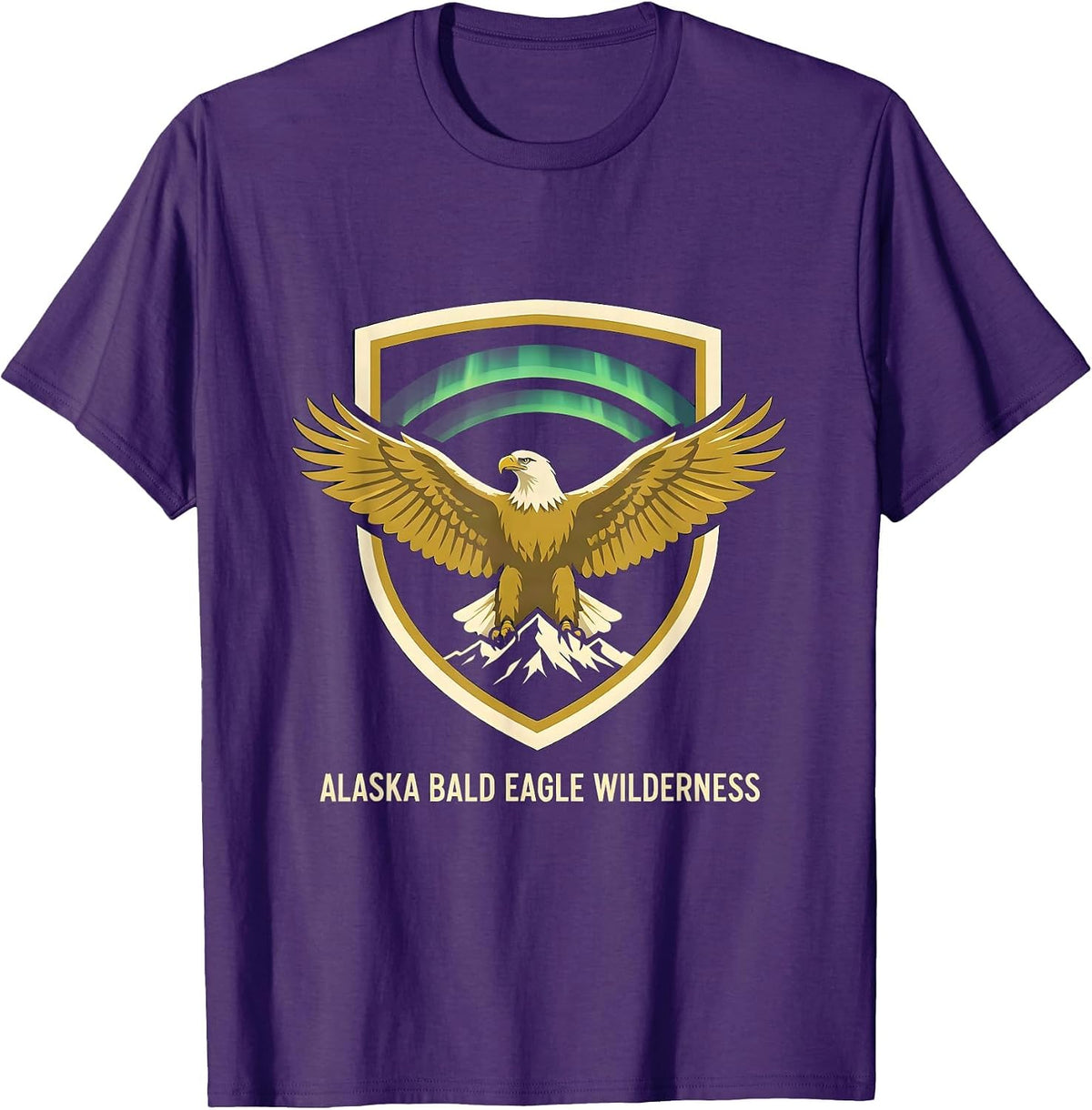 Alaska Bald Eagle Wilderness Vintage State Pride Emblem T-Shirt - Purple