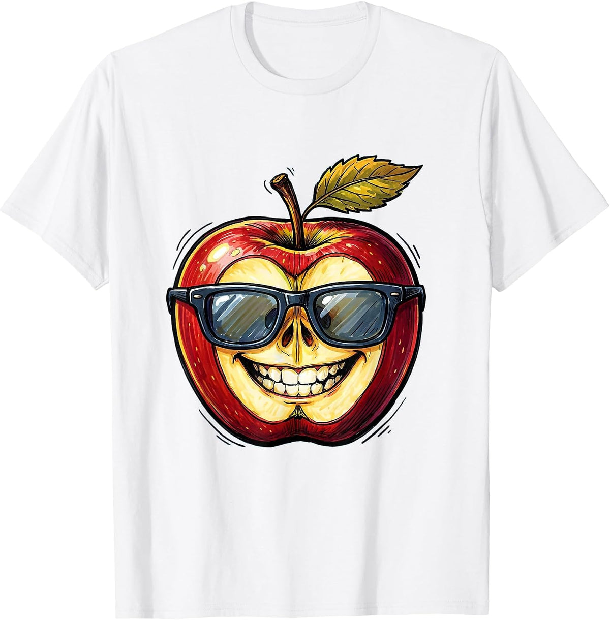 Men's Friyay Cool Apple Teacher Graphic Design T-Shirt - White