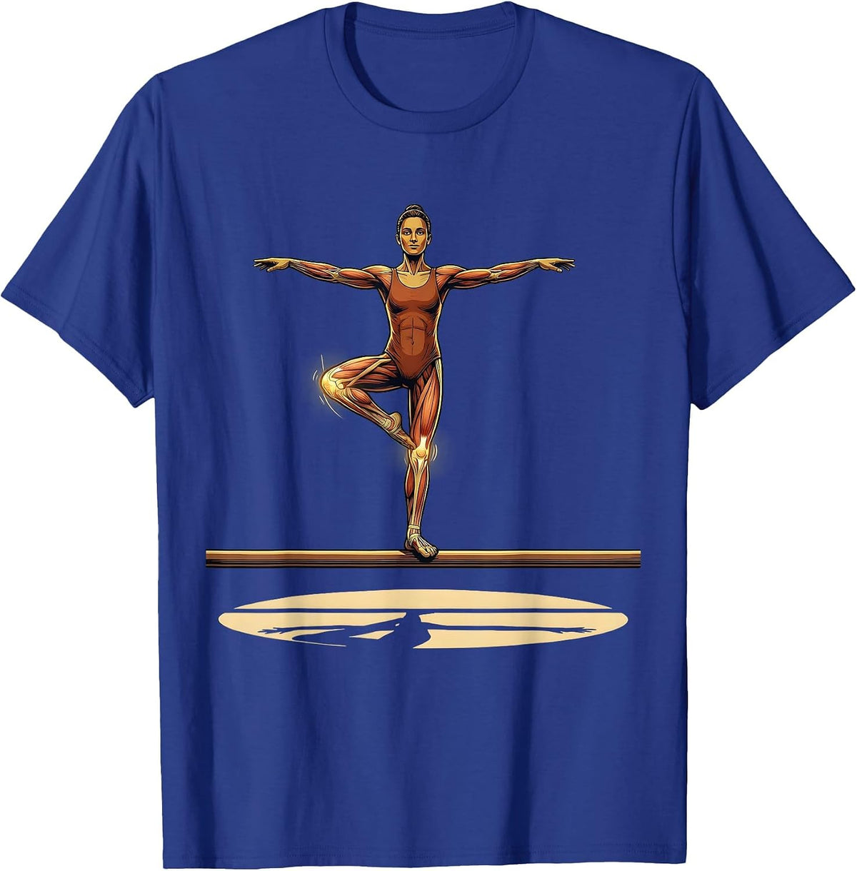 Physical Therapy Single Leg Balance Beam Graphic T-Shirt - Royal Blue