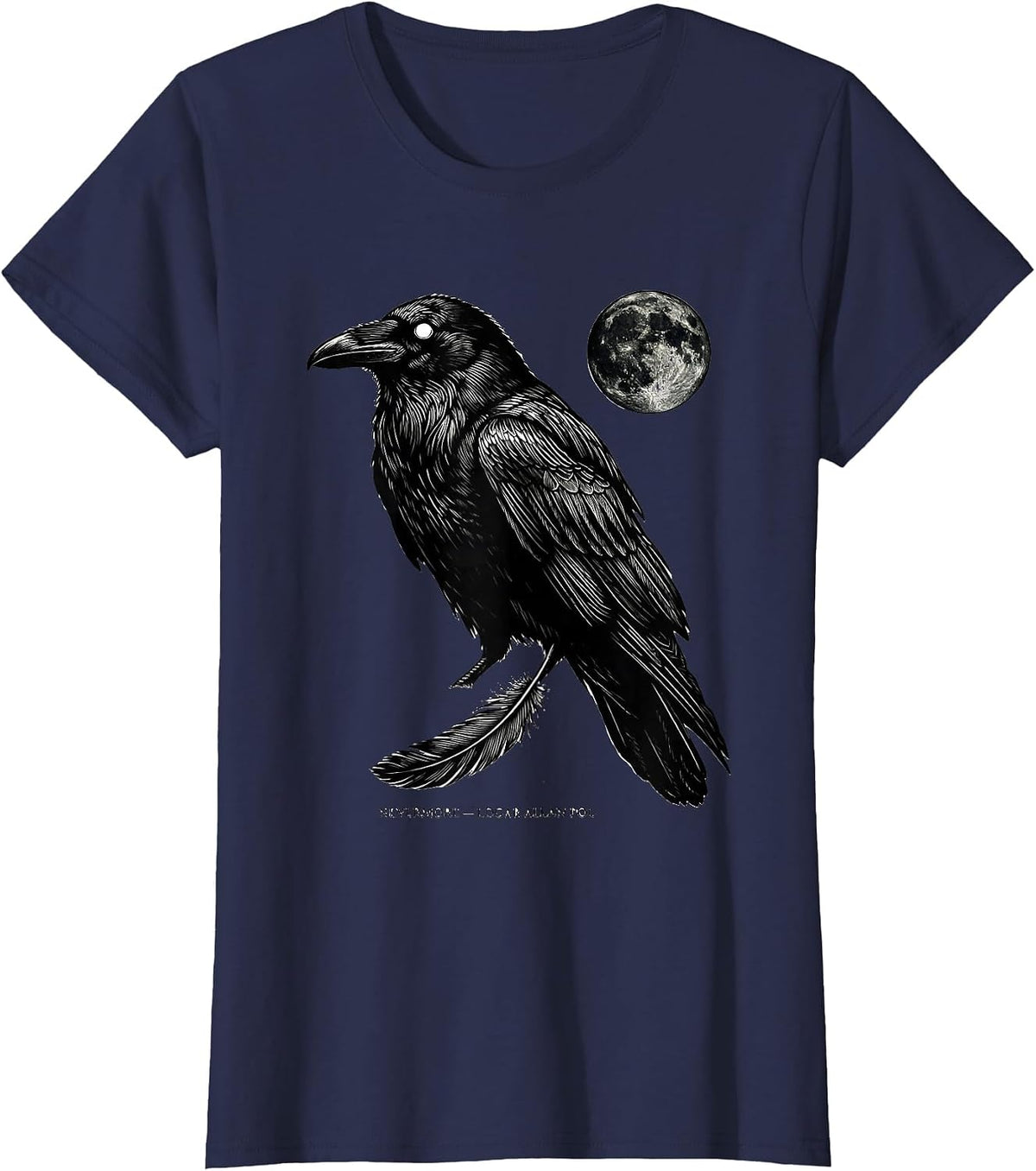 Women's Nevermore — Edgar Allan Poe Gothic Raven Literary Fan Gift T-Shirt - Navy Blue