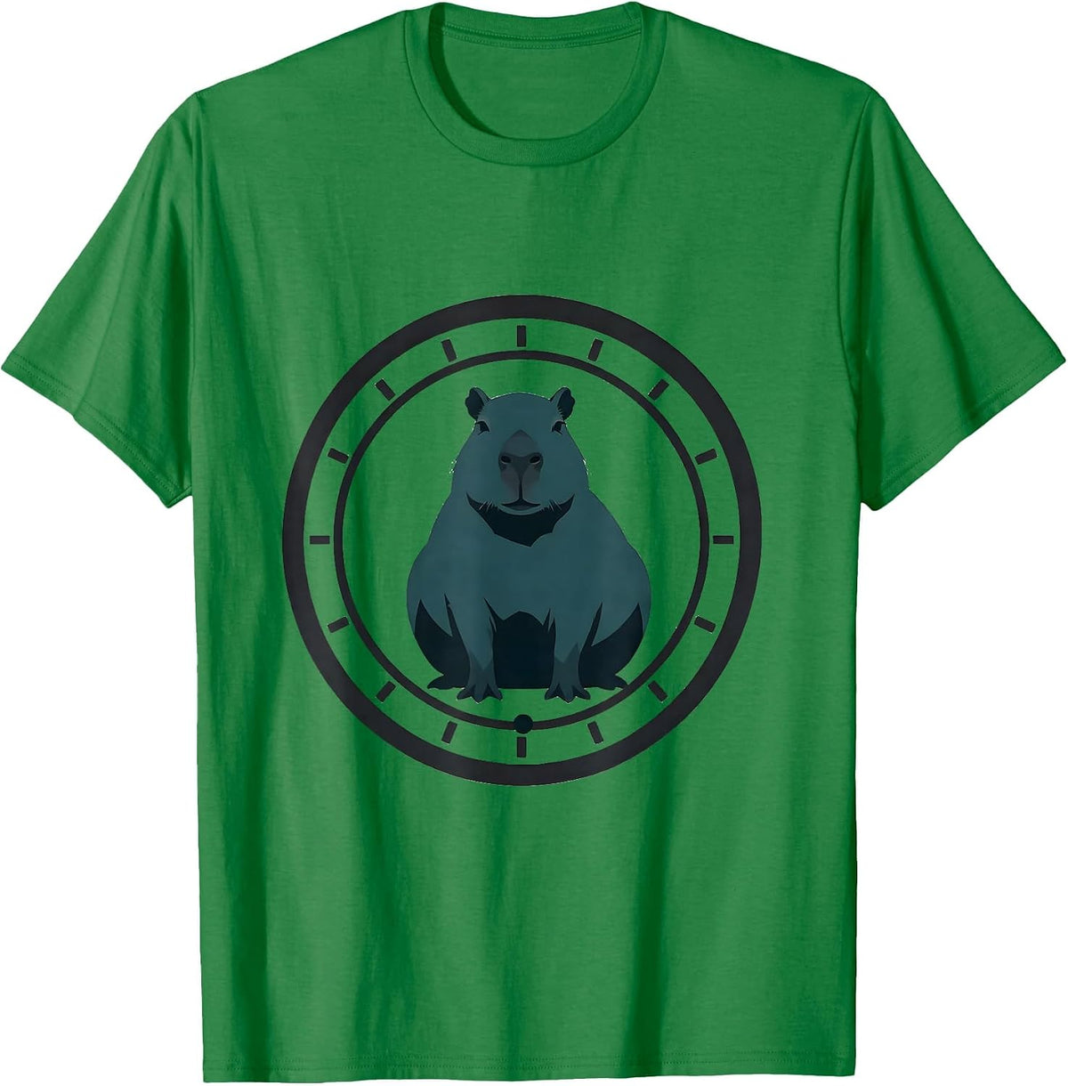 Men's Capybara Minimalist Badge Frame Funny Animal Lover T-Shirt - Kelly Green