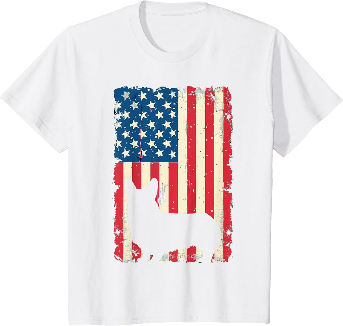 Patriotic Corgi Dog Lover 4th of July USA American Flag T-Shirt - White