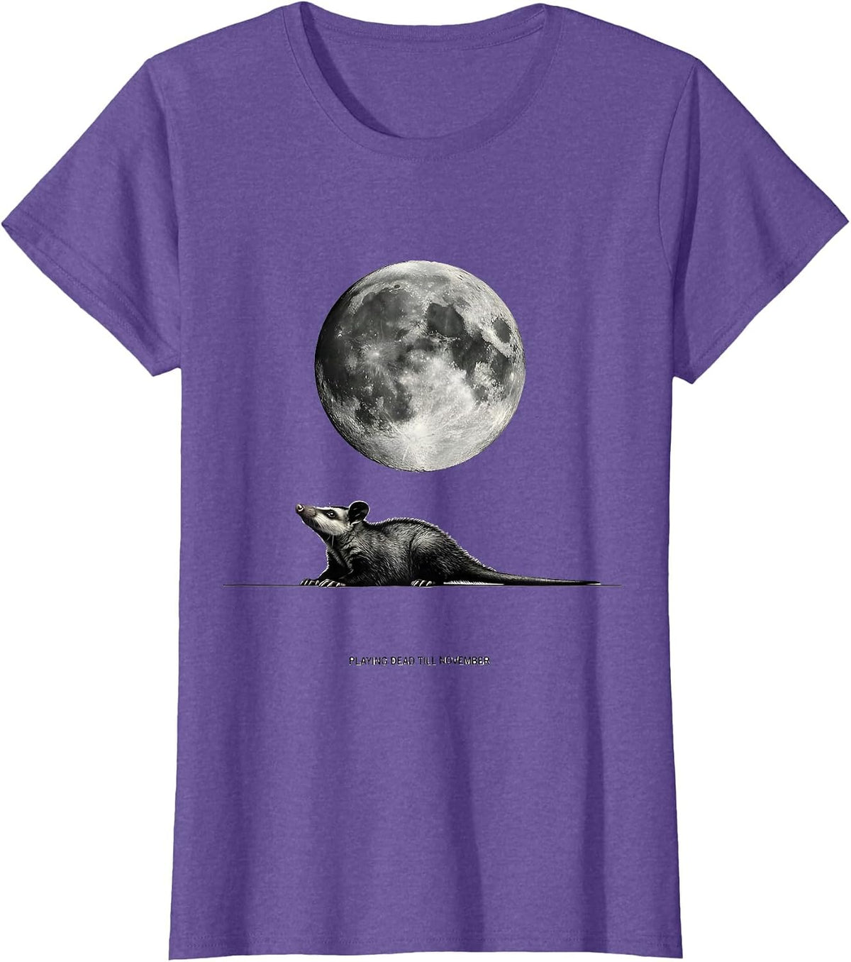 Women's Playing Dead Till November Vintage Opossum Halloween Spooky T-Shirt - Purple Heather