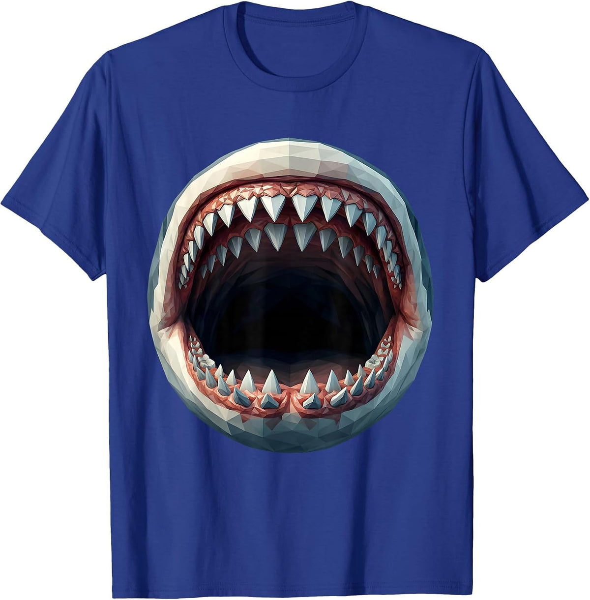 Shark Teeth Close-Up Detail Graphic T-Shirt - Royal Blue