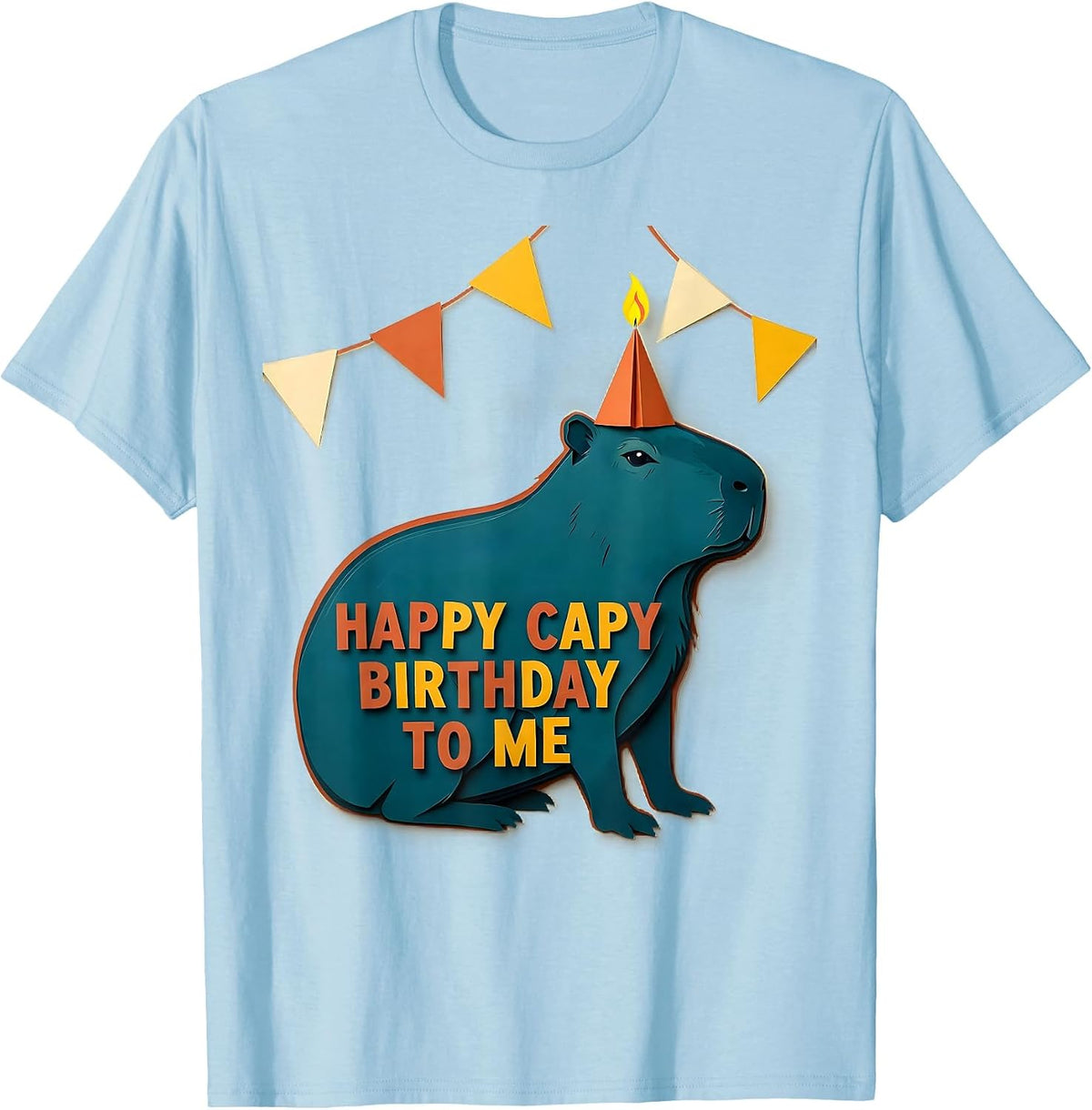 Men's Happy Capy Birthday To Me Playful Kids Party Humor Capybara T-Shirt - Baby Blue