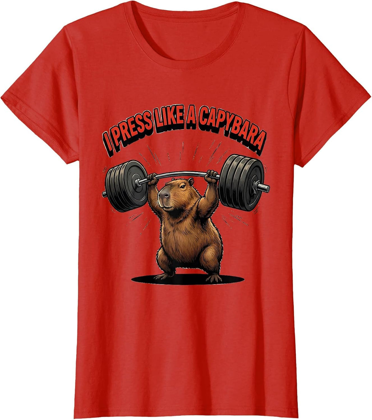 I Press Like A Capybara Funny Gym Workout Weightlifting Meme T-Shirt - Red