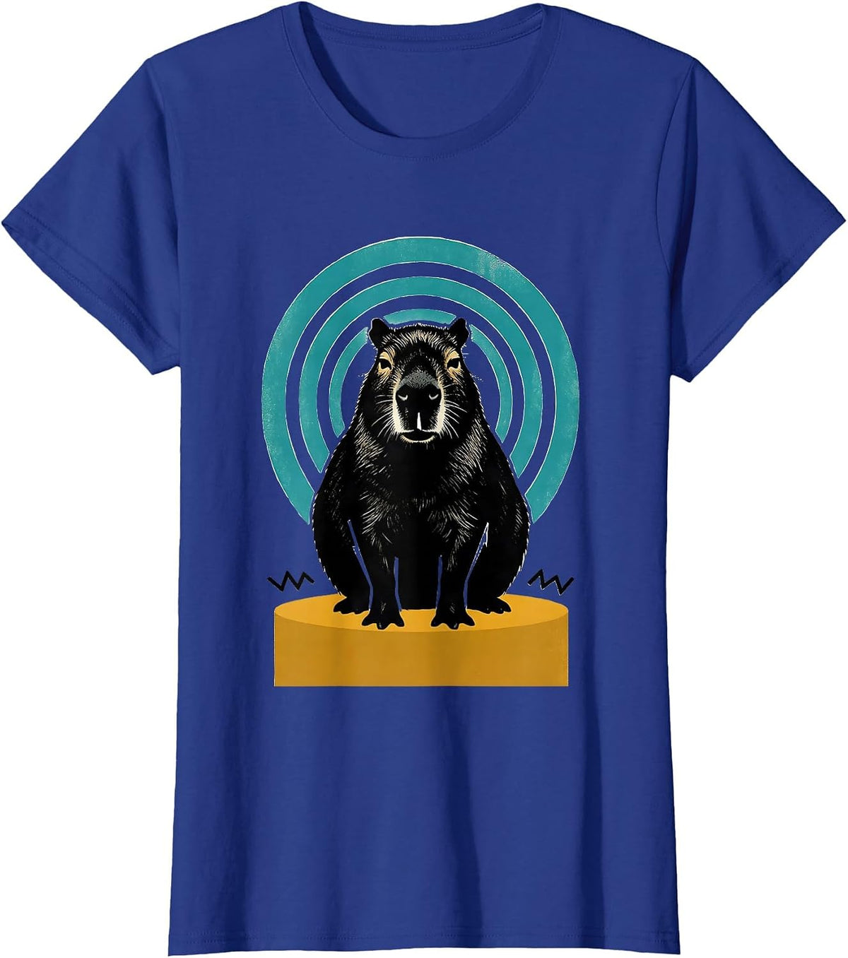 Women's Capybara Midcentury Modern Animal Humor Funny T-Shirt - Royal Blue
