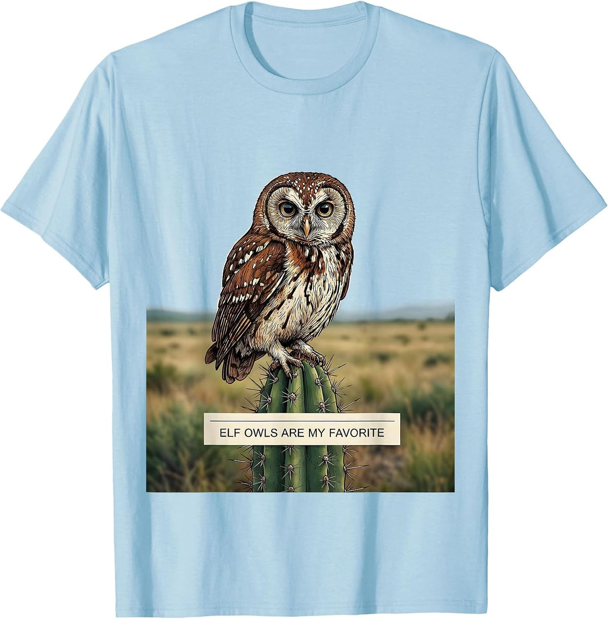 Men's Elf Owls Are My Favorite Vintage Owl Lover Retro Humor T-Shirt - Baby Blue