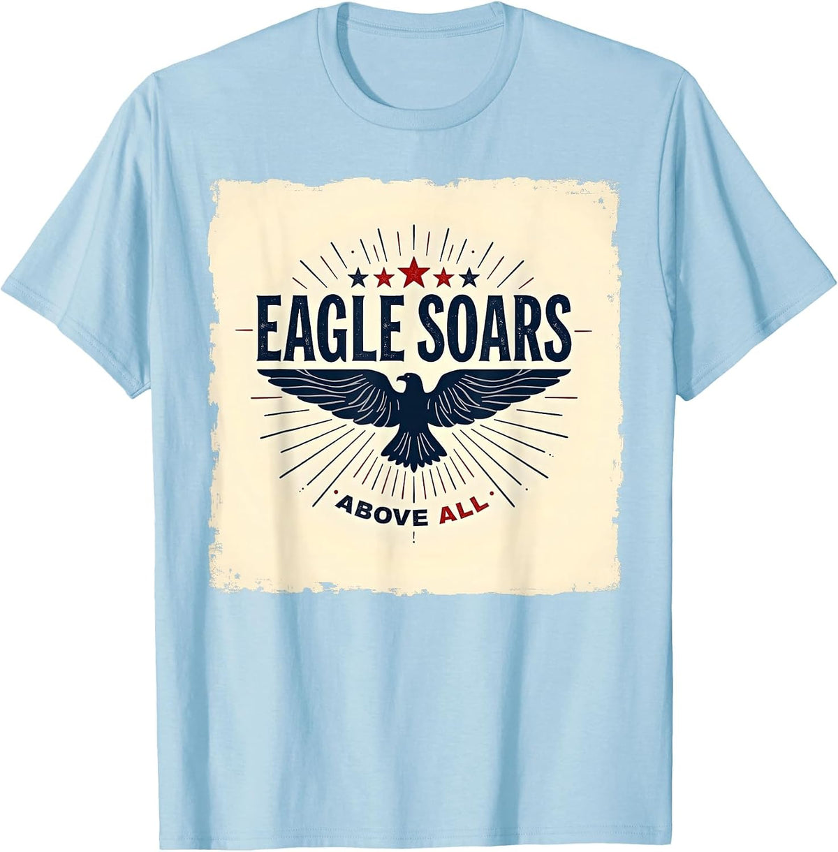Eagle Soars Above All Patriotic Design T-Shirt - Baby Blue