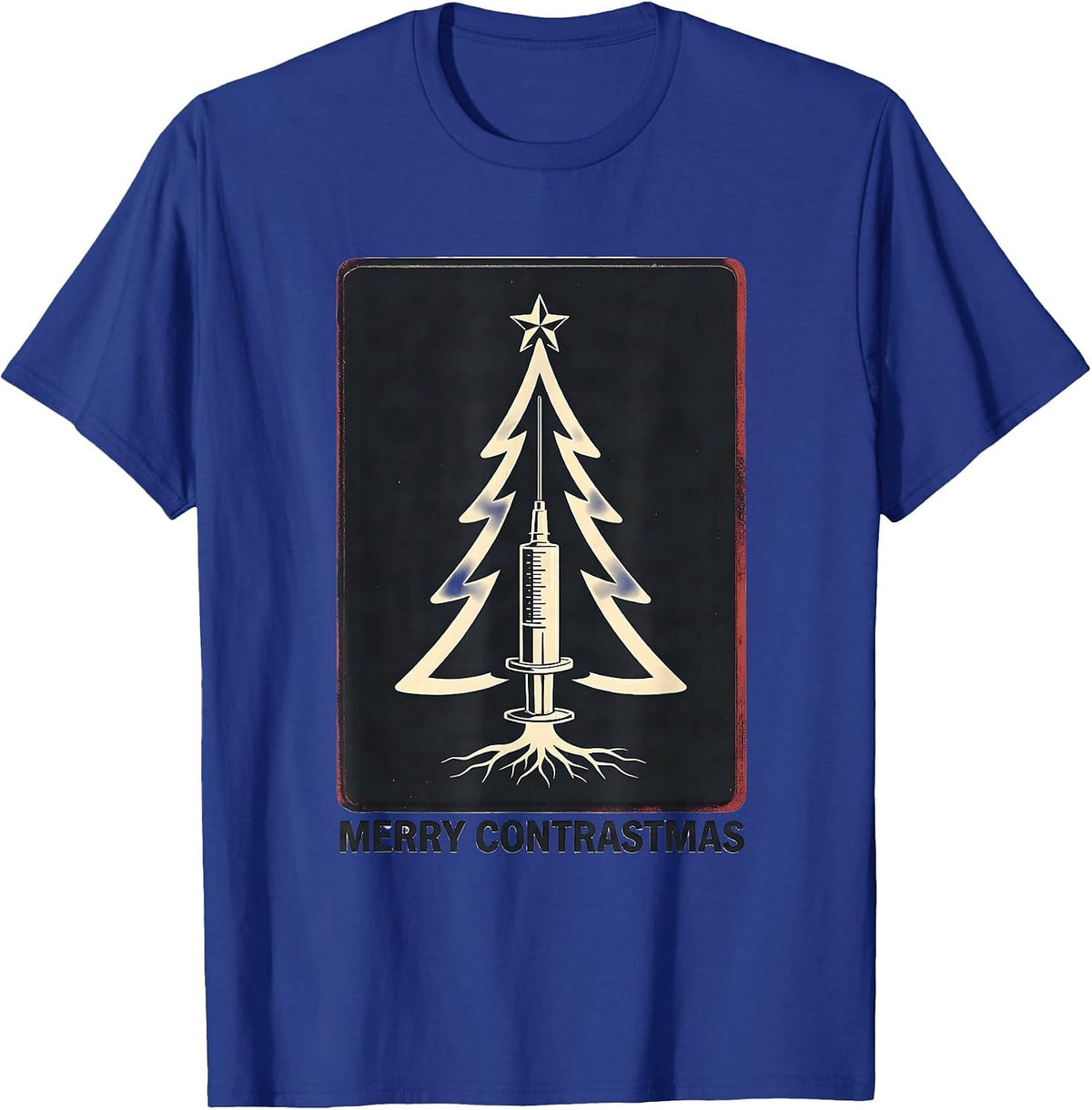 Men's Merry Contrastmas Radiology Tech Christmas Skeleton Humor T-Shirt - Royal Blue