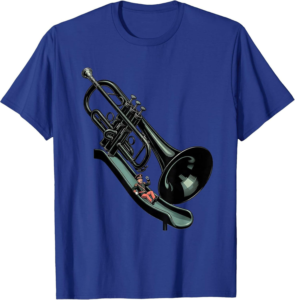 Oversized Trombone Playground Chute Funny Band Player Gift T-Shirt - Royal Blue