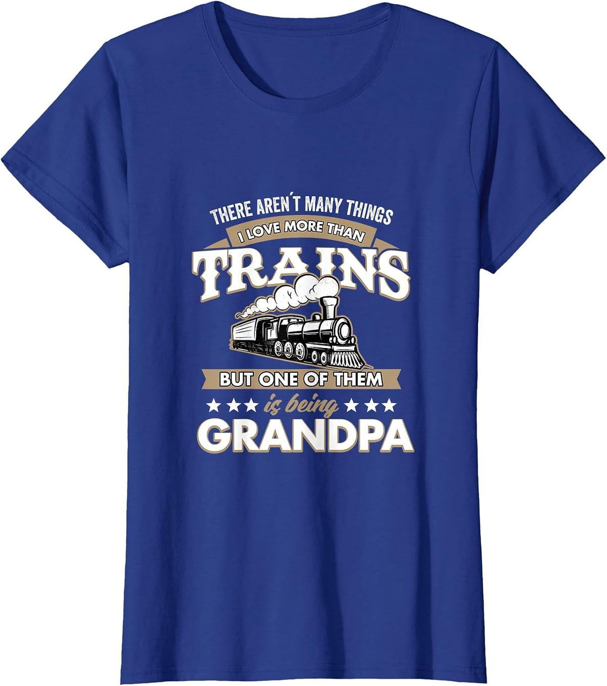 I Love More Than Trains Being Grandpa Railway T-Shirt - Royal Blue