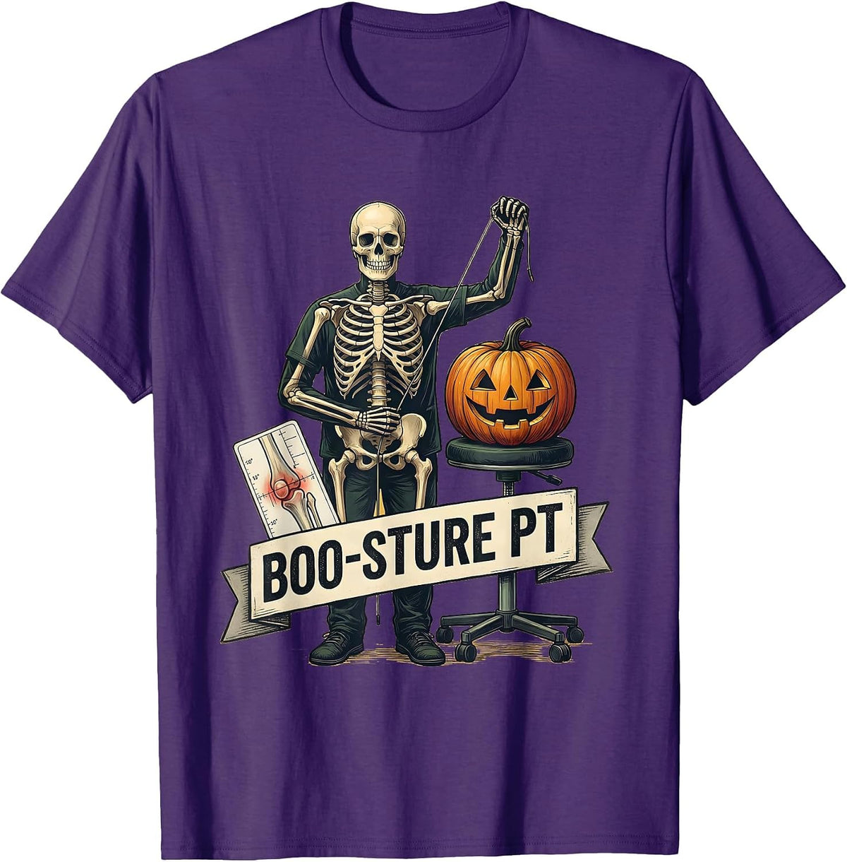 Men's Boo-sture PT Funny Physical Therapy Halloween Therapist T-Shirt - Purple
