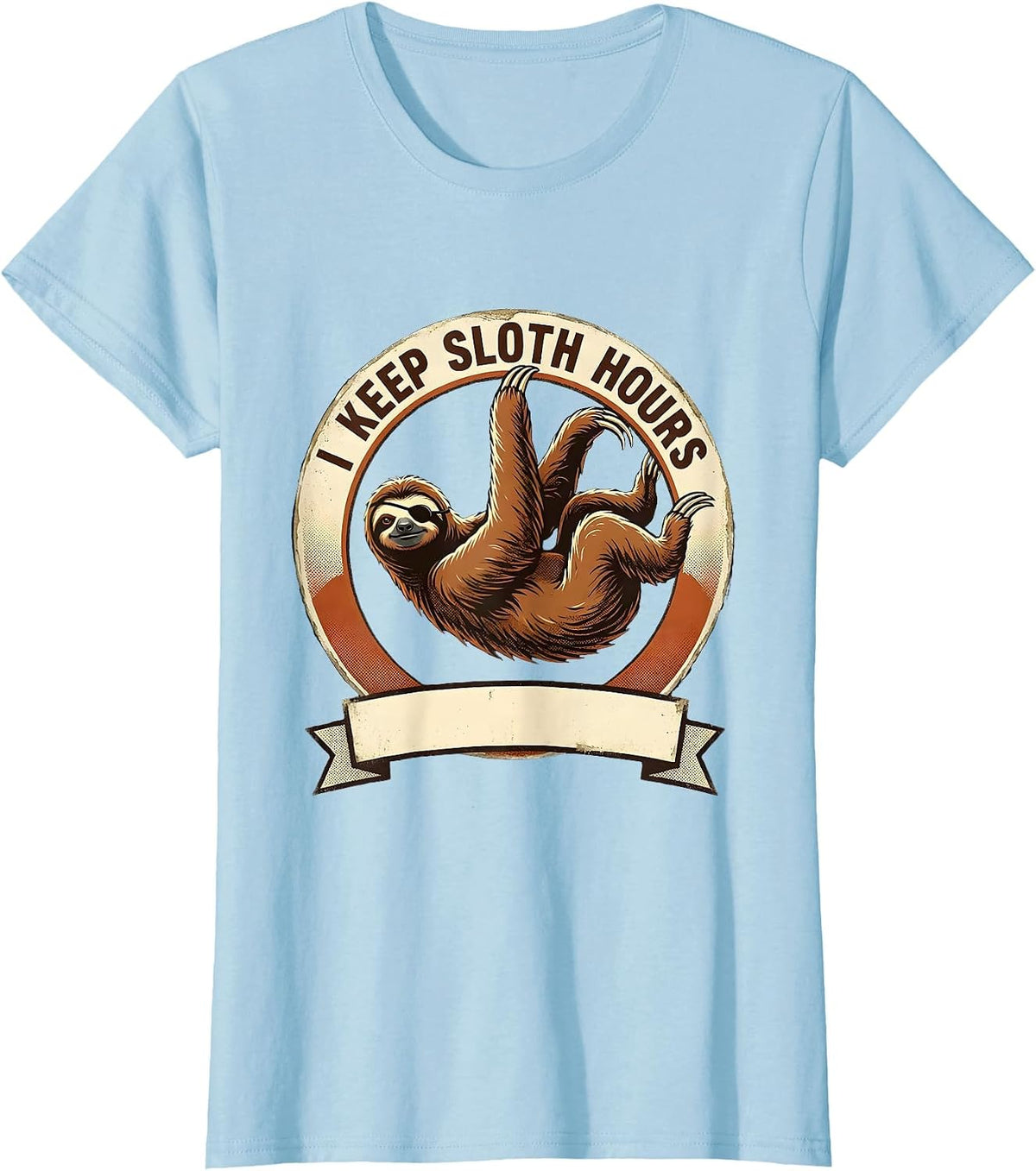 I Keep Sloth Hours Funny Sloth Lover Humor Vintage T-Shirt - Baby Blue