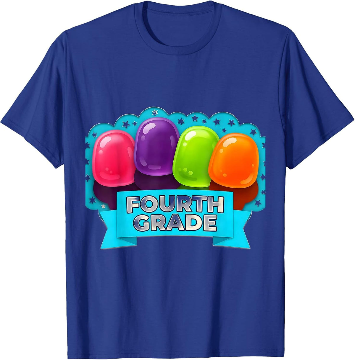 Men's FOURTH GRADE Cute Gummy Jelly Pop Back To School First Day T-Shirt - Royal Blue