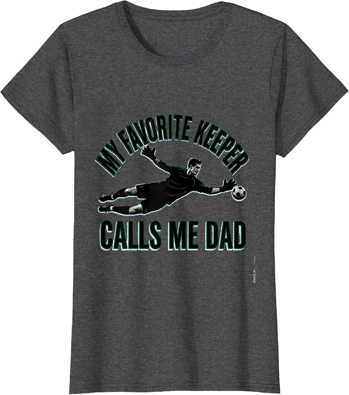 Women's My Favorite Keeper Calls Me Dad Funny Sports Parent Hockey T-Shirt - Dark Heather Grey