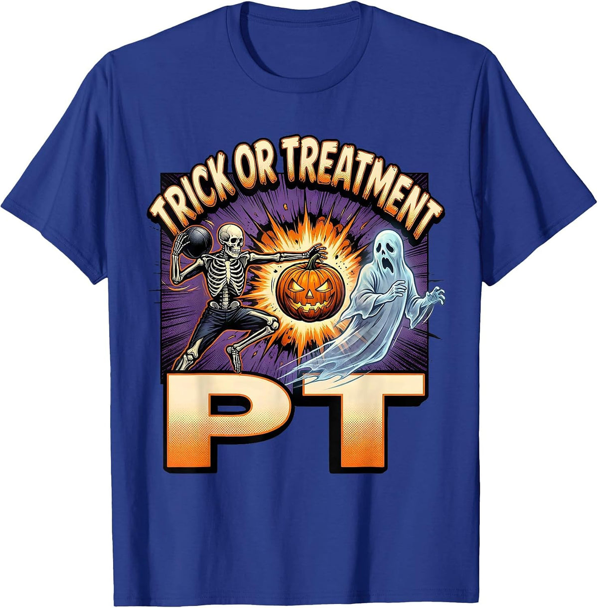 Trick Or Treatment PT Physical Therapy Halloween Therapist T-Shirt - Royal Blue
